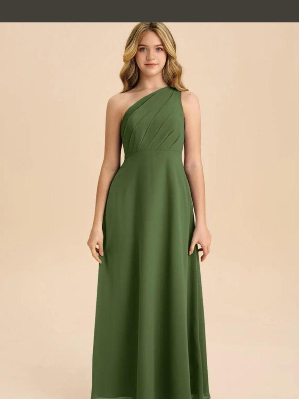 Azazie Olive Green One-Shoulder Gown